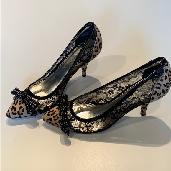 Bebe Rosa Leopard Hair Closed-Toe Heels - Picture 2 of 6